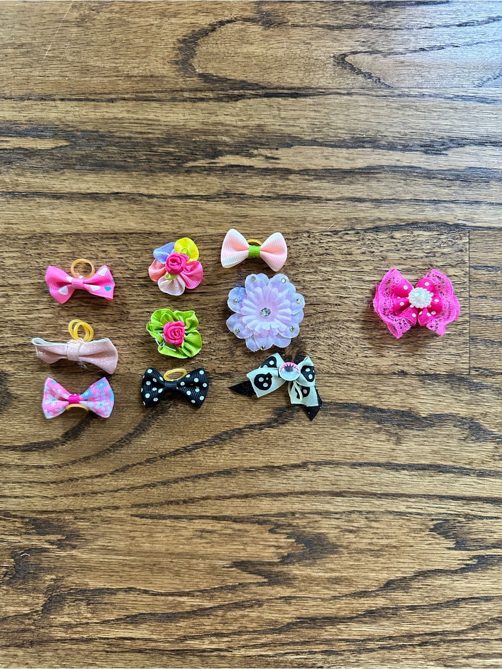 10 Assorted Bow Hair Cute topknot/ponytails - multicolor, vibrant colors